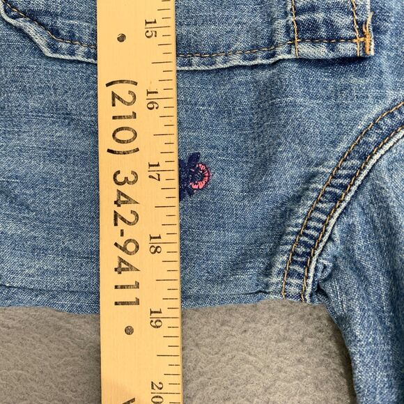 Lucky Brand Boyfriend Shirt Womens XS Denim Classic Chambray Floral Embroidery - Picture 10 of 16